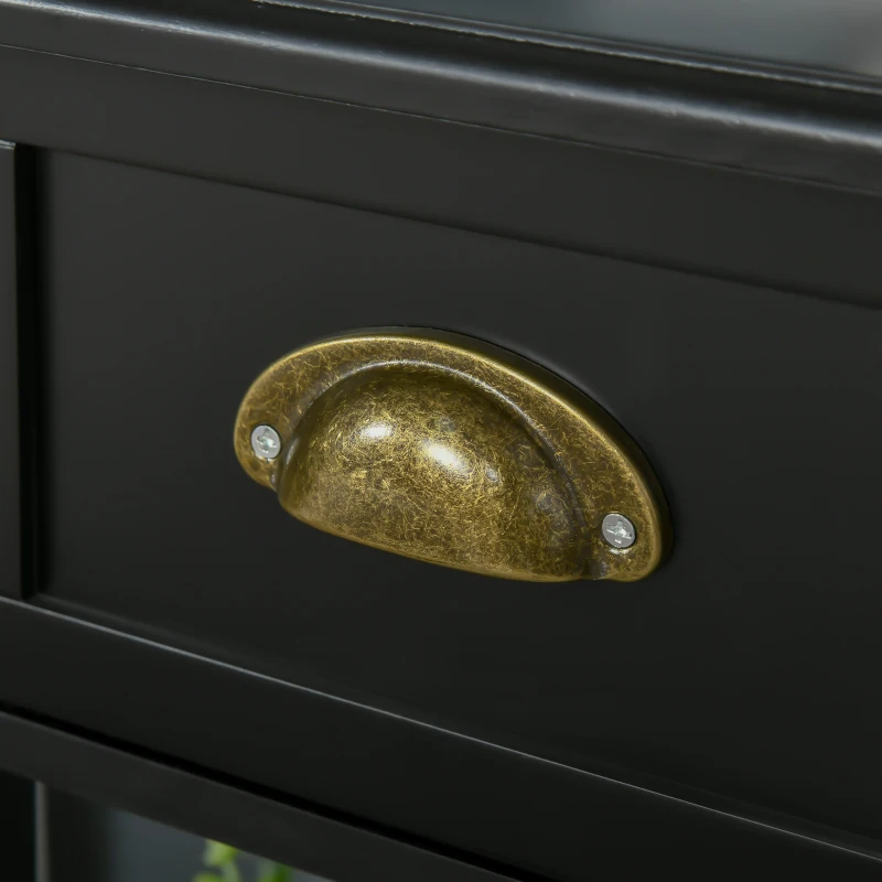 HOMCOM 2-Tier Side Table with Drawer Shelf, End Table for Living Room Hallway, Black