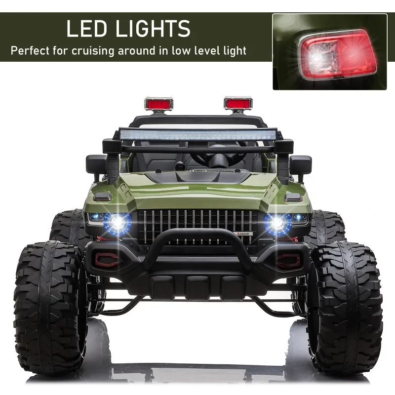 Aosom Kids Ride On Car Off Road Toy Truck SUV, 12V Electric Battery Powered with Remote Control, MP3 function, Adjustable Speed, and Four Wheel Spring Suspension, Green
