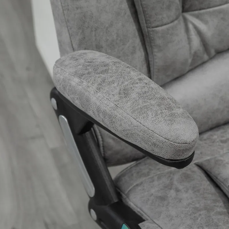 Vinsetto 6 Point Vibration Massage Office Chair with Heat, High Back Executive Office Chair with Padded Armrests, Microfiber Reclining Computer Chair, Gray