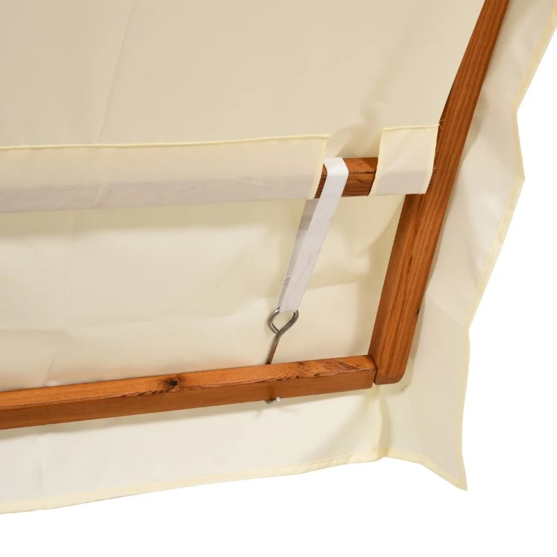 Outsunny 13' Wooden Arc Hammock with Canopy, Outdoor Hammock, Single Bed with Modern Curved Stand for Patio Backyard, Comfortable Polyester Fabic and Steel, White