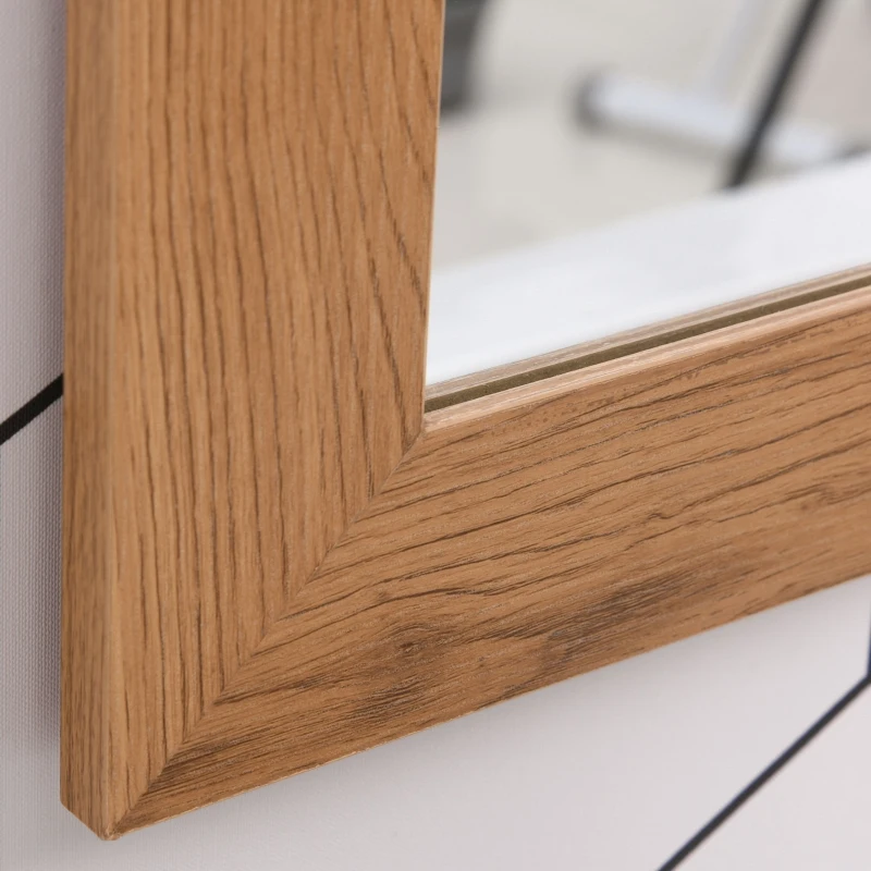 HOMCOM Industrial Style Square Bathroom Wall Mirror, Rustic Mirror, Barn Door Style Make Up Home Decoration, Wood