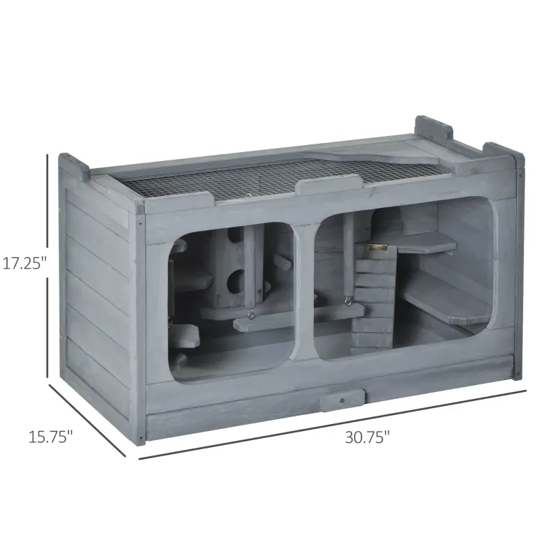 PawHut Wooden Extra Large Hamster Cage with Swings, Small Animal Cage and Habitat with Jumping Platforms, Hamster Habitat, Rats, Mice, Pull-Out Tray
