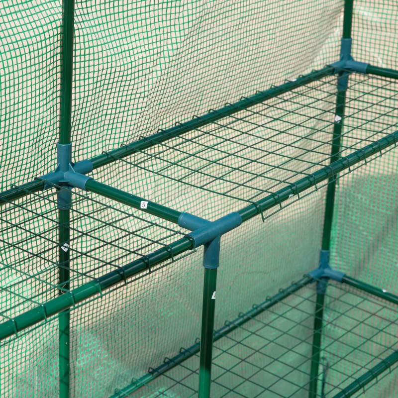 Outsunny 5' x 5' x 6' 2-Tier Shelf Greenhouse for Outdoor Garden Plant & Plant Use with PE Cover & Steel Frame