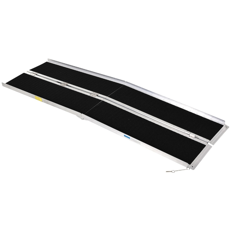 HOMCOM Aluminum Portable Skidproof PVC Carpeted Folding Wheelchair Ramp, 8'
