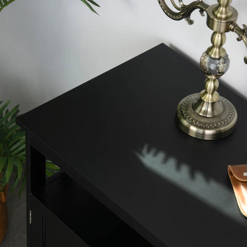 HOMCOM Kitchen Sideboard, Buffet Cabinet, Wooden Storage Console Table with 2-Level Cabinet and Open Shelf, Black