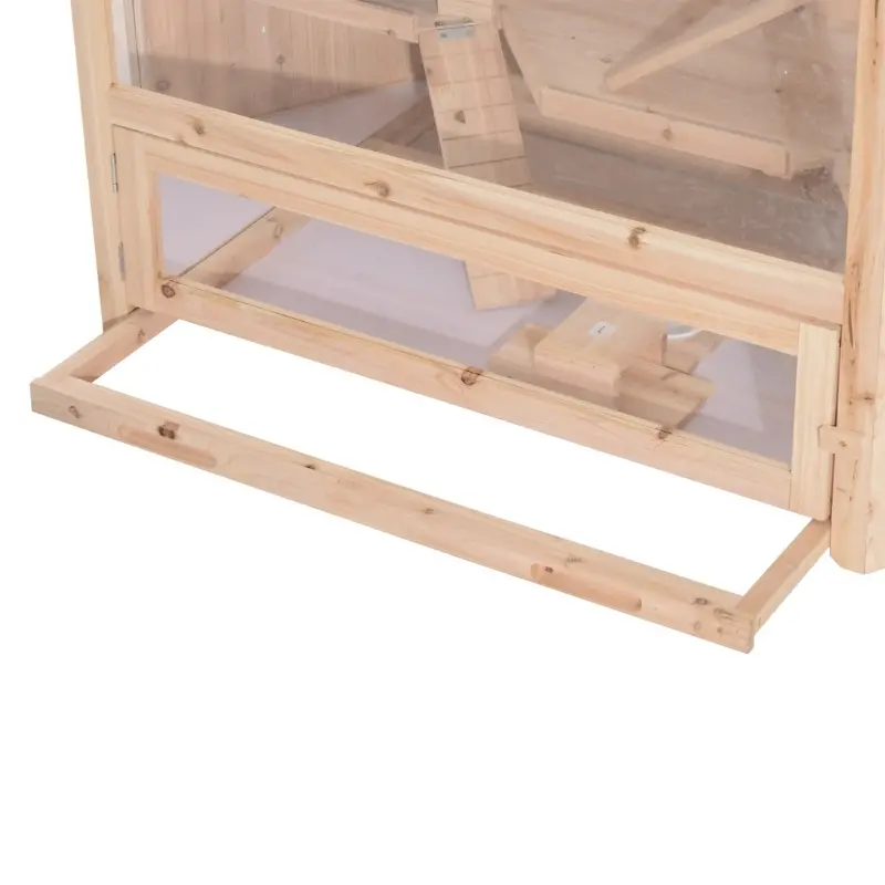 PawHut 3-Tier Extra Large Wooden Hamster Cage with Seesaws, Small Animal Cage and Habitat, Mice, Rat, Gerbil, & Hamster Habitat, Ladder, Feeding Bowl, Openable Top and Front Door