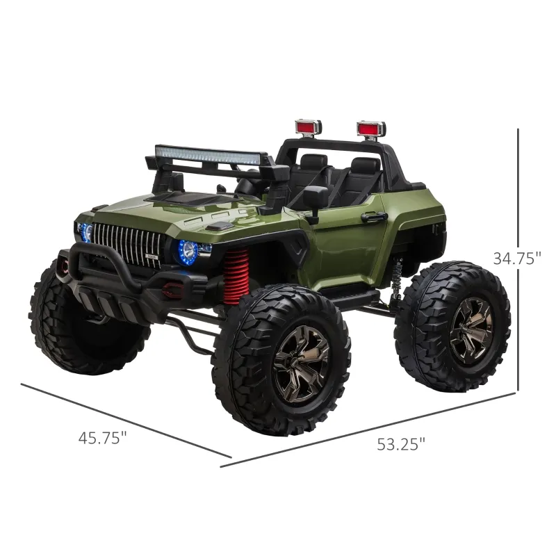 Aosom Kids Ride On Car Off Road Toy Truck SUV, 12V Electric Battery Powered with Remote Control, MP3 function, Adjustable Speed, and Four Wheel Spring Suspension, Green