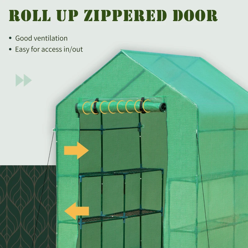 Outsunny 5' x 5' x 6' 2-Tier Shelf Greenhouse for Outdoor Garden Plant & Plant Use with PE Cover & Steel Frame