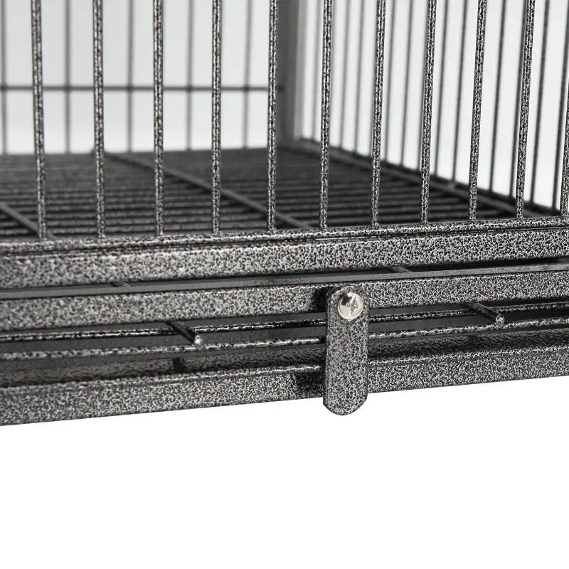 PawHut 18" Heavy Duty Wrought Iron Travel Bird Cage Carrier With Handle Perch And Accessories - Black