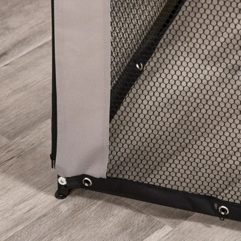 PawHut Large Mesh Cat House Kitty Indoor/Outdoor Rest Space with 2 Zipper Doors Soft Hammock Pet Bed, Black & Grey