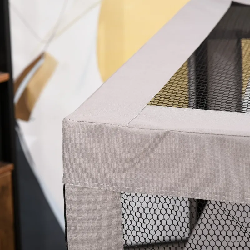 PawHut Large Mesh Cat House Kitty Indoor/Outdoor Rest Space with 2 Zipper Doors Soft Hammock Pet Bed, Black & Grey