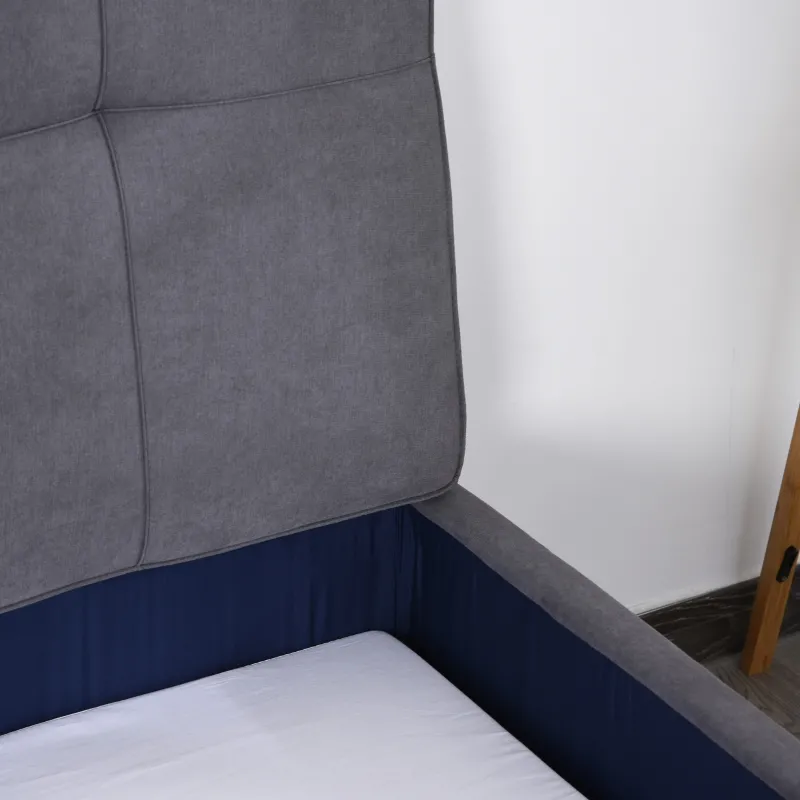 HOMCOM 2-In-1 Design Convertible Single Sofa Bed with Side Pocket and Metal Frame Couch for Living Room, Grey