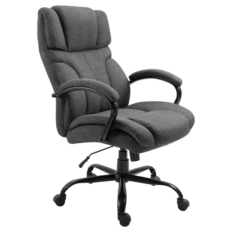 Vinsetto 500lbs Big and Tall Office Chair with Wide Seat, Ergonomic Executive Computer Chair with Adjustable Height, Swivel Wheels and Linen Finish, Dark Gray