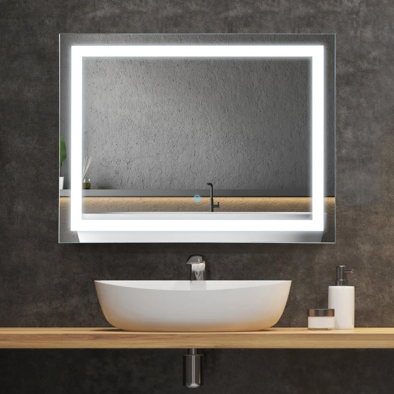 HOMCOM Illuminated LED Bathroom Vanity Mirrors with Lights Modern Makeup Wall Mirror