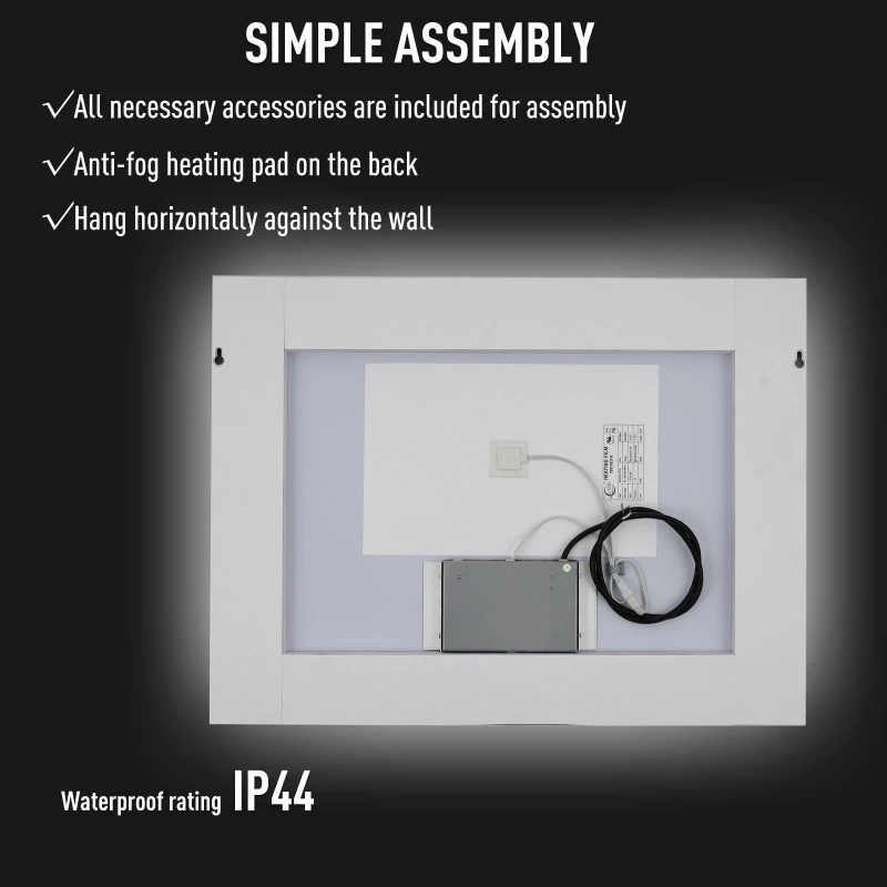 kleankin 32"x 24'' LED Bathroom Vanity Mirrors Wall Mounted Anti-Fog Function and Dimmable Touch Switch, Makeup Mirror with Lights