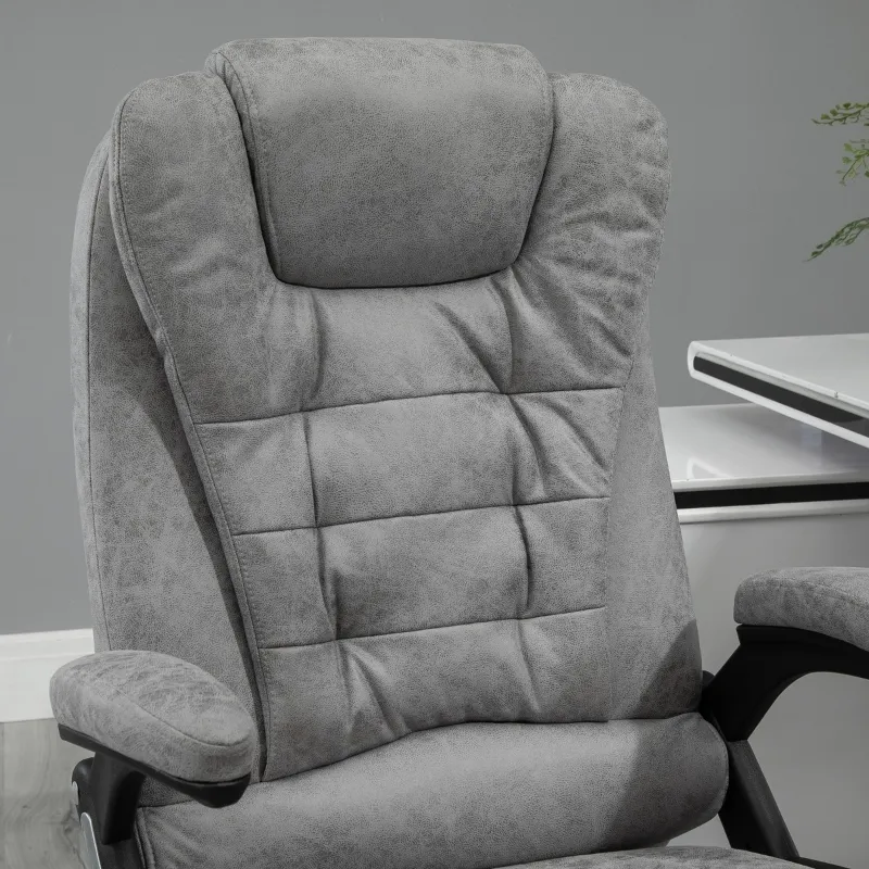 Vinsetto 6 Point Vibration Massage Office Chair with Heat, High Back Executive Office Chair with Padded Armrests, Microfiber Reclining Computer Chair, Gray