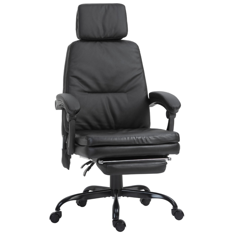 Vinsetto Faux Leather Vibrating Massage Computer Desk Lounger w/Remote Control, Black