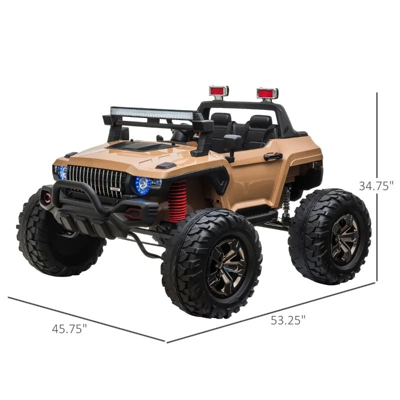 Aosom Kids Ride On Car Off Road Toy Truck SUV, 12V Electric Battery Powered with Remote Control, MP3 function, Adjustable Speed, and Four Wheel Spring Suspension, Yellow