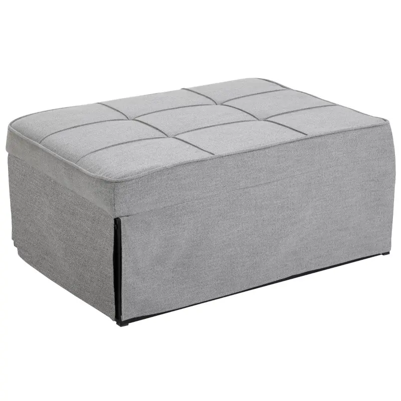 HOMCOM 4-In-1 Design Convertible Sofa Tea Table Lounge Chair Single Bed with 5-Level Adjustable Backrest, Footstool and Metal Frame for Living Room Bedroom, Grey