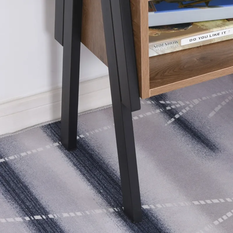 HOMCOM Industrial Nightstands Set of 2, Stackable End Tables with Steel Legs and Open Shelves for Living Room, Bedroom, Oak