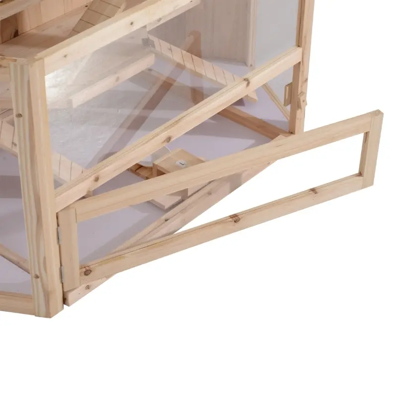 PawHut 3-Tier Extra Large Wooden Hamster Cage with Seesaws, Small Animal Cage and Habitat, Mice, Rat, Gerbil, & Hamster Habitat, Ladder, Feeding Bowl, Openable Top and Front Door