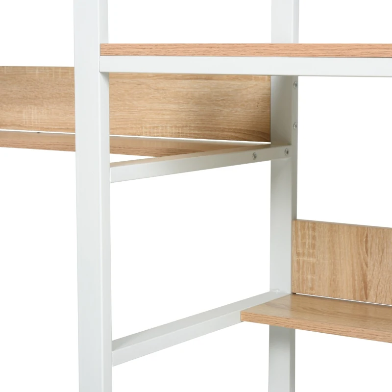 HOMCOM Industrial Style Standing Sitting Computer Desk with Steel Frame, Storage Shelf