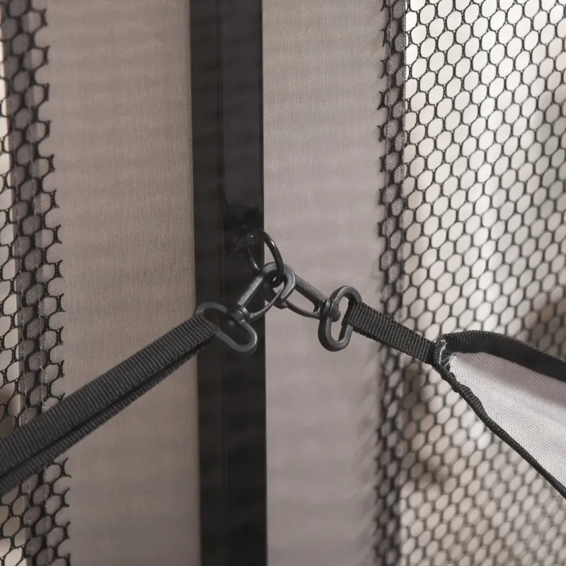 PawHut Large Mesh Cat House Kitty Indoor/Outdoor Rest Space with 2 Zipper Doors Soft Hammock Pet Bed, Black & Grey