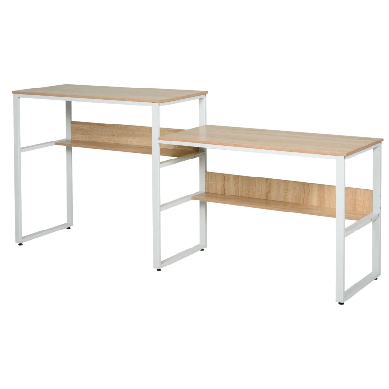 HOMCOM Industrial Style Standing Sitting Computer Desk with Steel Frame, Storage Shelf