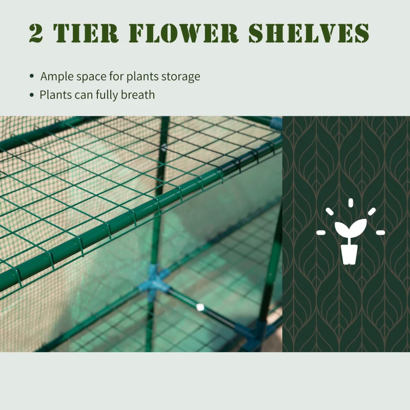 Outsunny 5' x 5' x 6' 2-Tier Shelf Greenhouse for Outdoor Garden Plant & Plant Use with PE Cover & Steel Frame