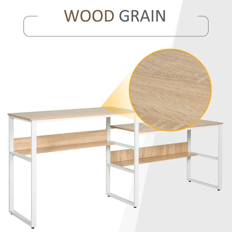 HOMCOM Industrial Style Standing Sitting Computer Desk with Steel Frame, Storage Shelf