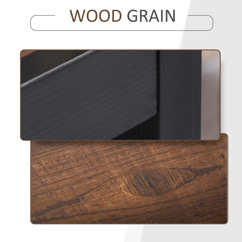 HOMCOM Two-Tone Woodgrain Writing Work Desk with Large Desktop and 2 Open Storage Shelves for Office, Dark Walnut/Black