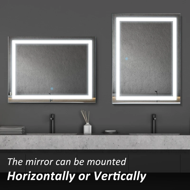 HOMCOM Illuminated LED Bathroom Vanity Mirrors with Lights Modern Makeup Wall Mirror