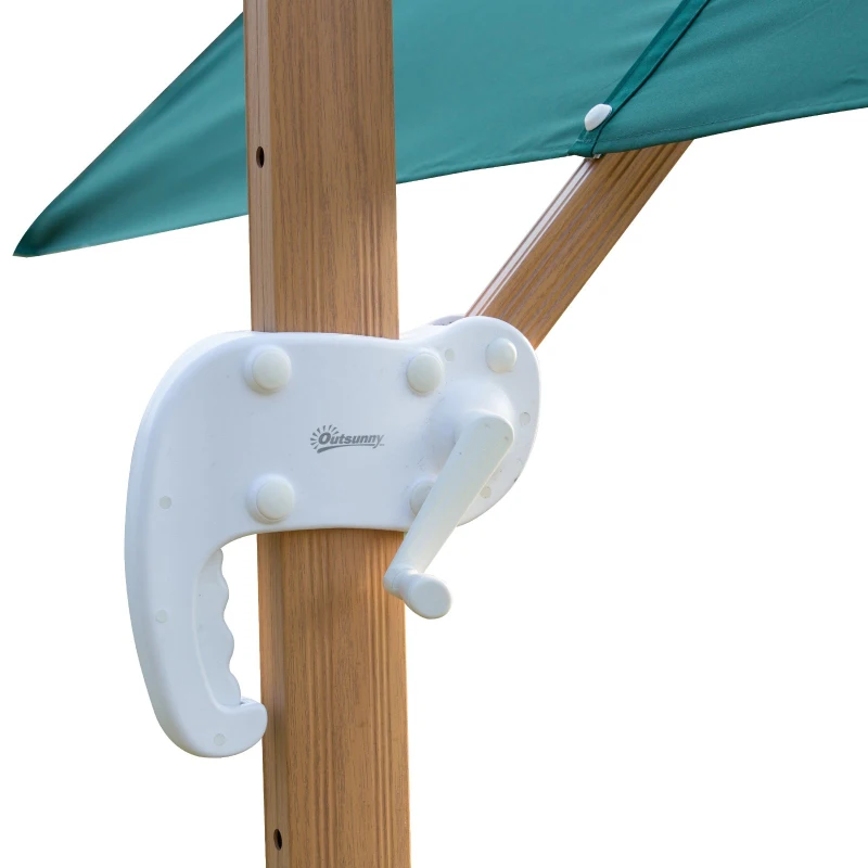 Outsunny 10' x 10' Patio Offset Parasol Hanging Cantilever Umbrella with 360° Rotation & Adjustable Tilt - Green