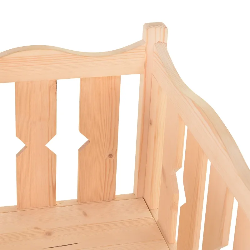 PawHut 2-Story Wooden Cat House with 2 Elevated Pet Beds, Protective & Secure Side Rails & Sturdy Wooden Design, Natural