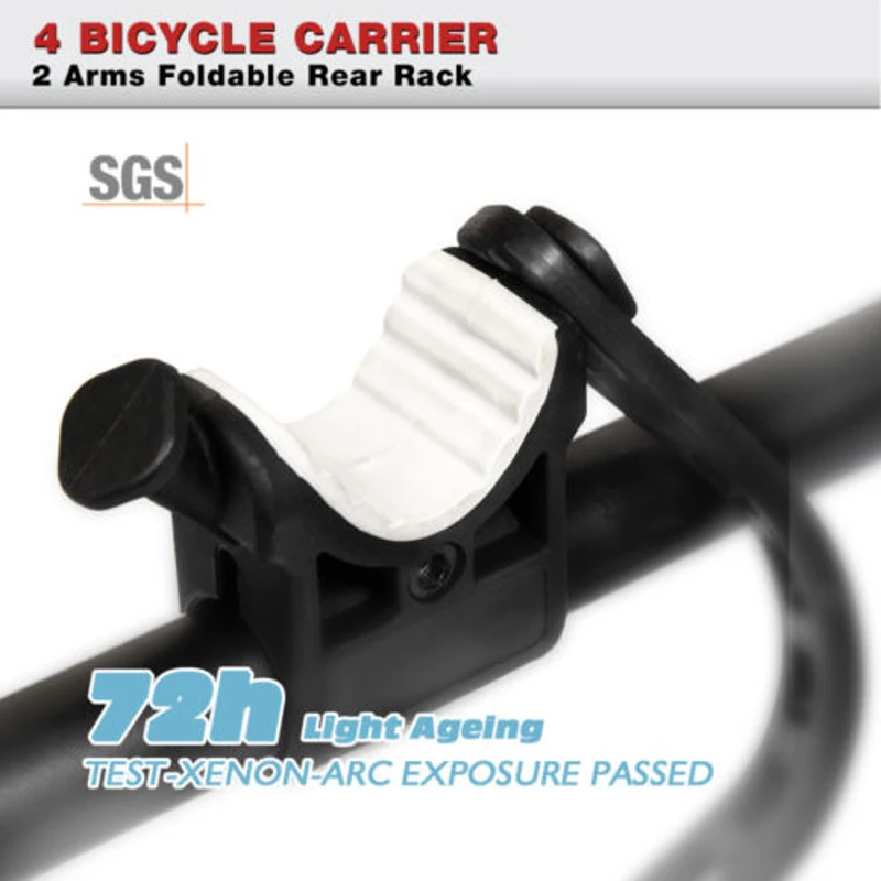 IKURAM Folding 4 Bicycle Bike Car Carrier Rear Rack 2" Tow Bar Hitch Mount