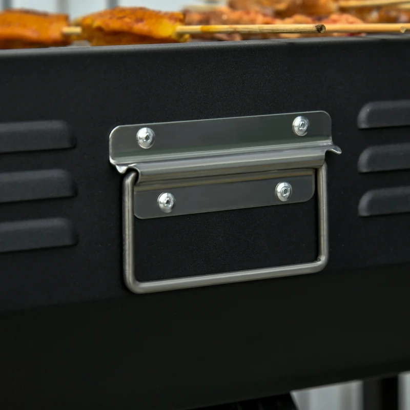 Outsunny 47" Portable Charcoal Grill BBQ Height Adjustable Outdoor Backyard Barbecue w/ Side Shelves, Grill Net & Pan Easy Set-up for Outdoor Cooking Picnic Camping