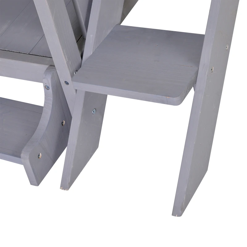 PawHut 2-Story Wooden Cat House with 2 Elevated Pet Beds, Protective & Secure Side Rails & Sturdy Wooden Design - Grey