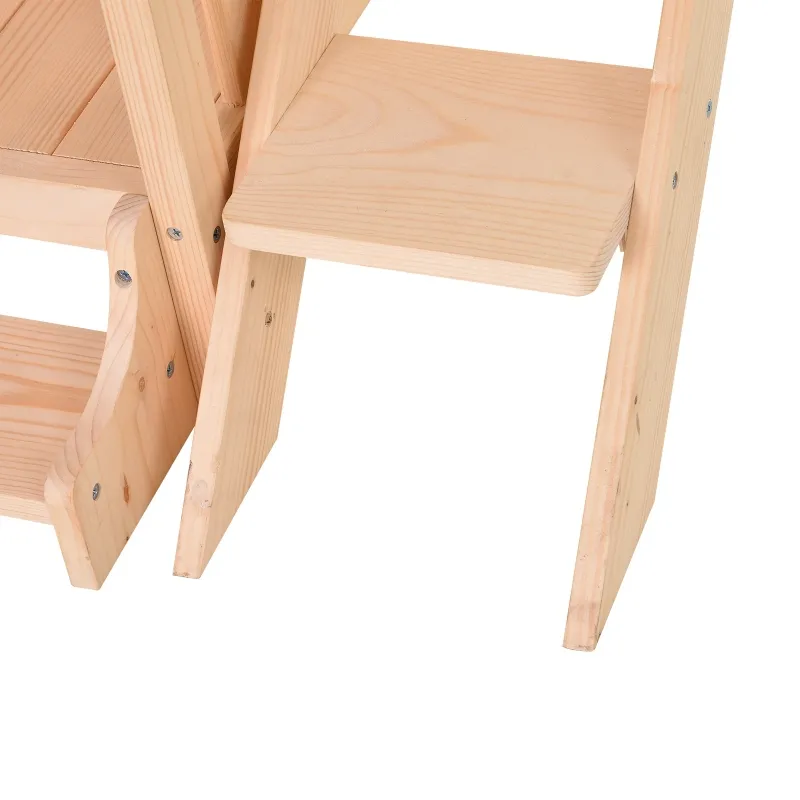 PawHut 2-Story Wooden Cat House with 2 Elevated Pet Beds, Protective & Secure Side Rails & Sturdy Wooden Design, Natural