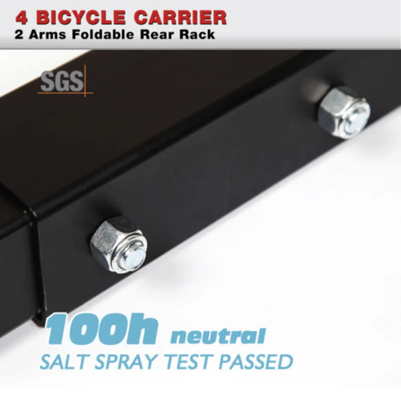 IKURAM Folding 4 Bicycle Bike Car Carrier Rear Rack 2" Tow Bar Hitch Mount