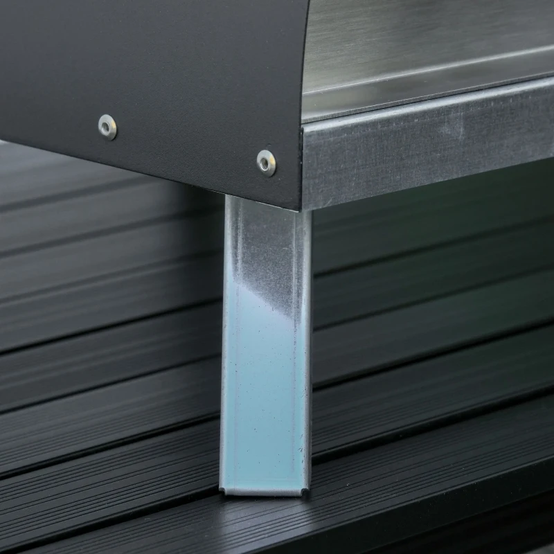 Outsunny Outdoor Portable Pizza Oven Pellet Pizza Maker Grill w/ Foldable Legs Thermometer Pizza Stone Anti-scald Handles Stainless Steel Body, for Garden Backyard Camping Cooking