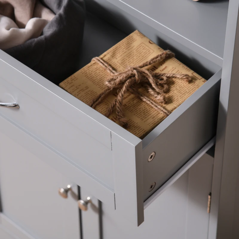 kleankin Modern Bathroom Floor Cabinet, Free Standing Storage Cabinet, Linen Cabinet with Drawer and Adjustable Shelf, Gray