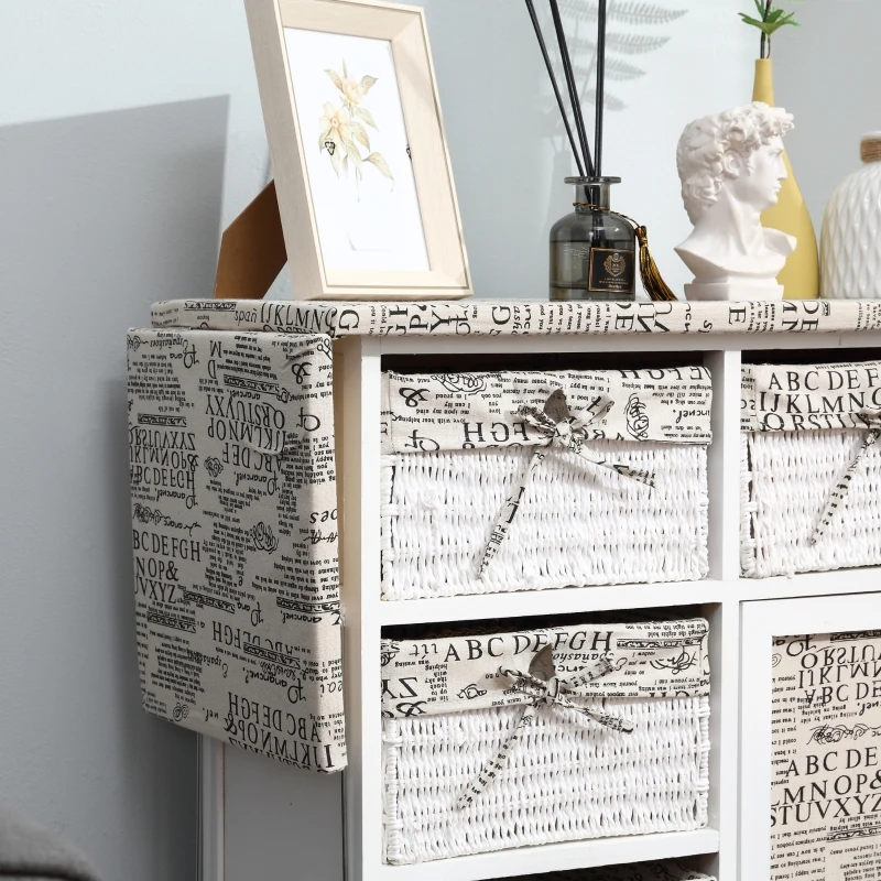 HomCom Drop Leaf Vintage Ironing Board With Shelves and Storage Boxes - Literary Print