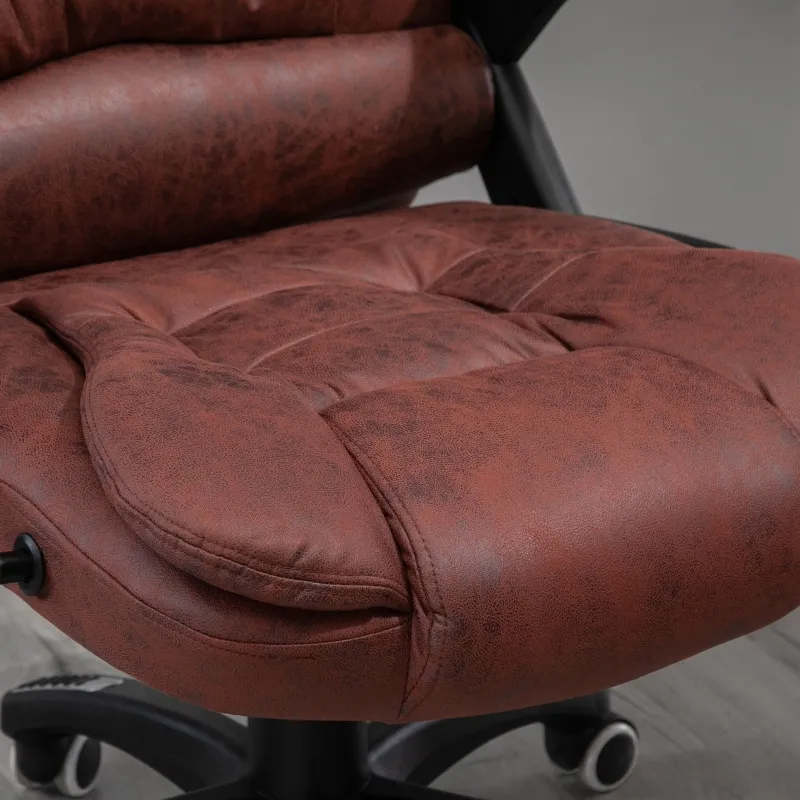 Vinsetto 6 Point Vibration Massage Office Chair with Heat, High Back Executive Office Chair with Padded Armrests, Microfiber Reclining Computer Chair, Red