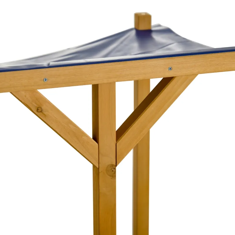 Outsunny Kids Wooden Sandbox, w/ Canopy Bench Seat Storage Space, Aged 3-8 Years Old