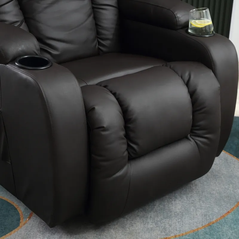 HOMCOM Heated Massage Recliner Chair with Remote Control, Dark Brown Leather Recliner