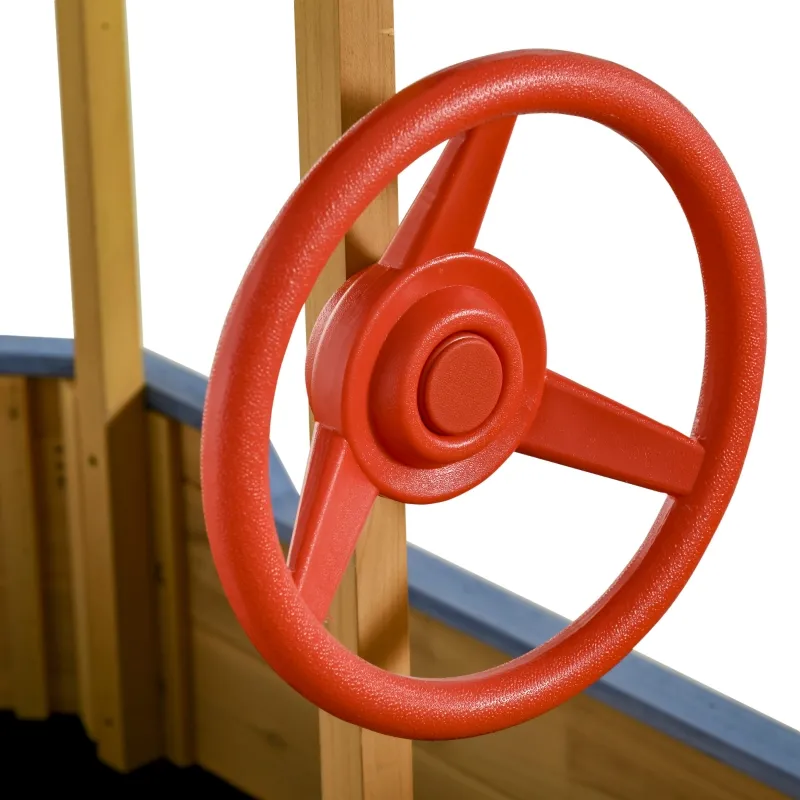 Outsunny Kids Wooden Sandbox, w/ Canopy Bench Seat Storage Space, Aged 3-8 Years Old