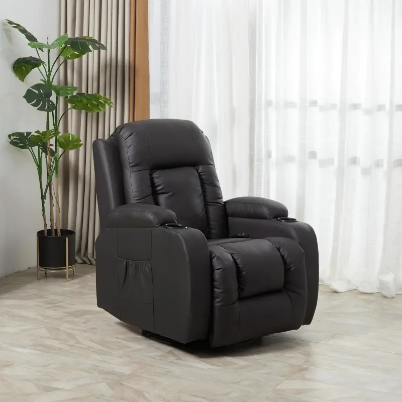 HOMCOM Heated Massage Recliner Chair with Remote Control, Dark Brown Leather Recliner