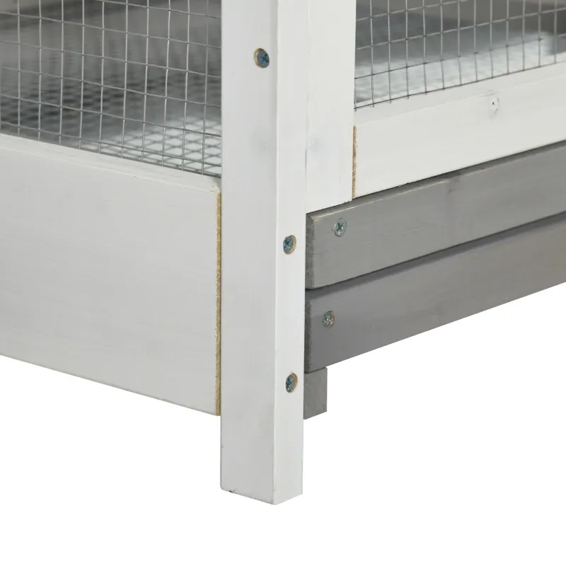 PawHut 64.5" Bird Cage Wooden Aviary House with Standing Pole Nest Slide-out Tray, Grey