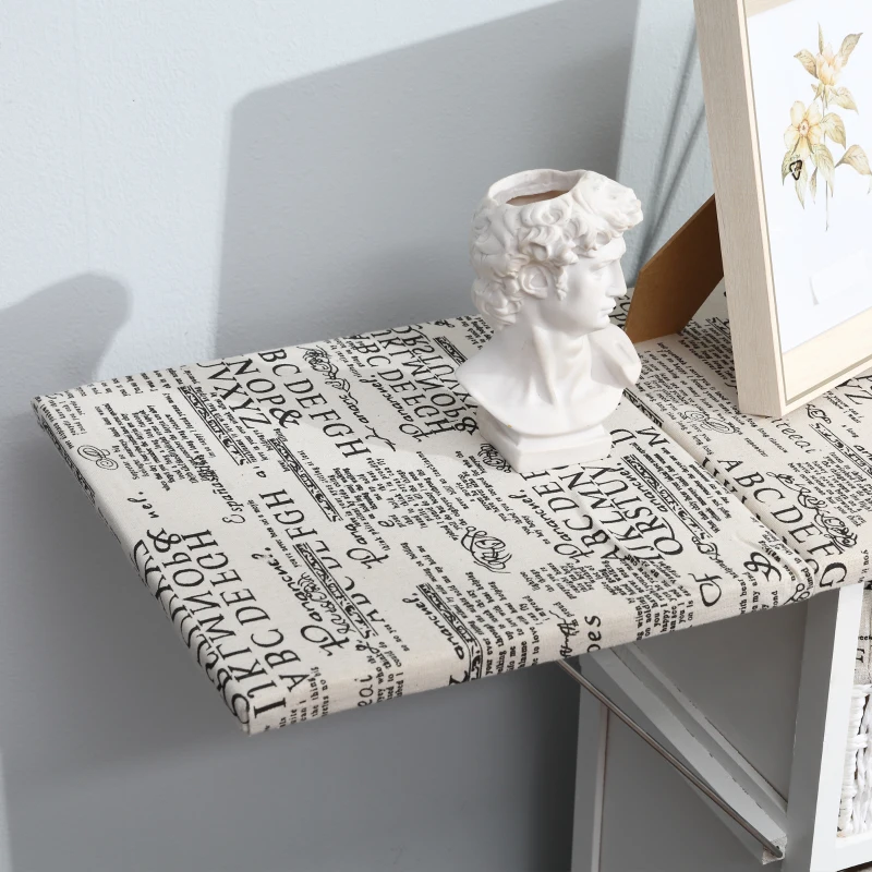 HomCom Drop Leaf Vintage Ironing Board With Shelves and Storage Boxes - Literary Print