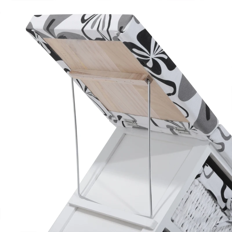 HOMCOM Drop Leaf Ironing Board With Shelves and Storage Boxes - Hawaiian Flowers